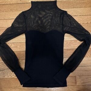 free people mesh turtleneck long sleeve top